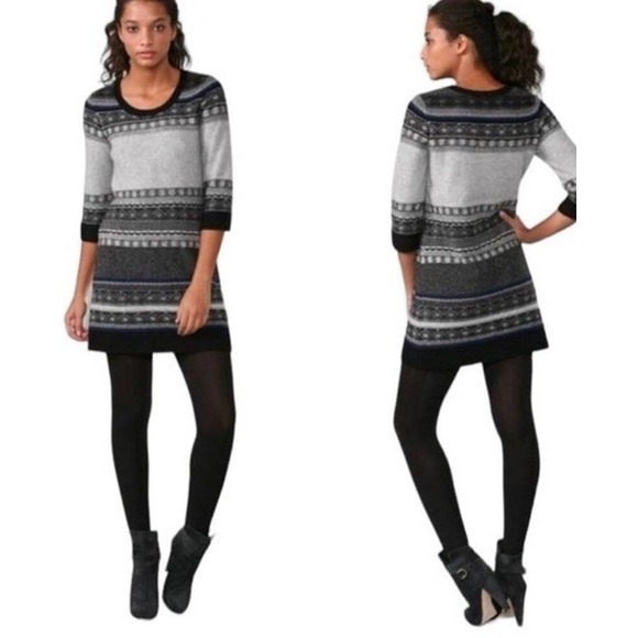 Theory Dresses & Skirts - Theory Sweater Dress S 100% Cashmere Women's Small Mini Gray Fair Isle Honora